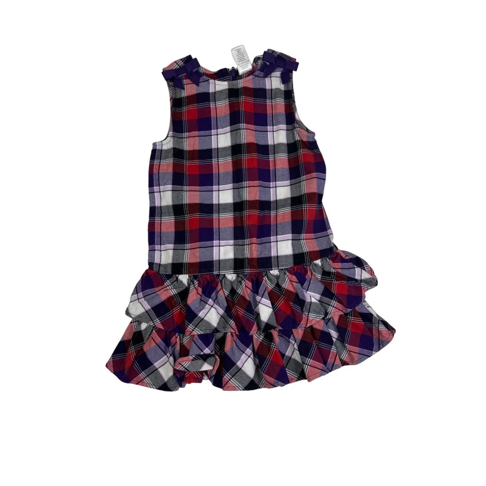 Gymboree Plaid purple red toddler girls size 6 dress Ruffles